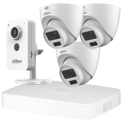 Комплект 2Мп HD и 4Мп IP видеонаблюдения со звуком для магазина или кафе с кассой Dahua DH-LQPA-C4K-4MIC