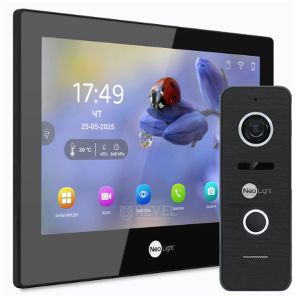 FullHD комплект Wi-Fi видеодомофона NeoLight Alpha Hybrid HD Kit Pro Black (панель Prime FHD) — дозвон на телефон и запись видео