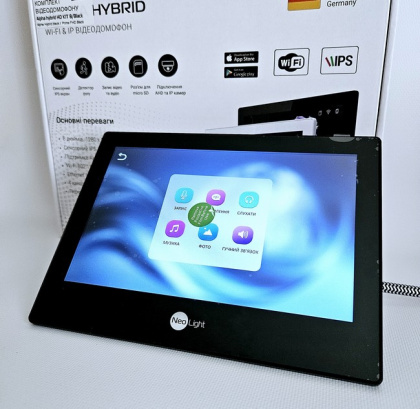 FullHD комплект Wi-Fi видеодомофона NeoLight Alpha Hybrid Black + панель SOLO FHD (дозвон на телефон и запись видео)