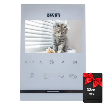 Видеодомофон 4 дюйма с записью SEVEN DP–7541 white + SD карта 32Гб в подарок!