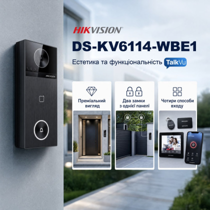 4Мп IP Wi-Fi вызывная панель со считывателем и поддержкой 2-х замков HikVision DS-KV6114-WBE1 4Мп IP Wi-Fi вызывная панель со считывателем и поддержкой 2-х замков HikVision DS-KV6114-WBE1
