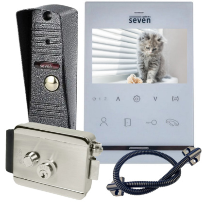 Комплект домофона с электромеханическим замком SEVEN DP–7542 Lock Kit white