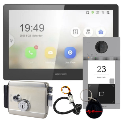 WiFi видеодомофон 10 дюймов с замком Hikvision DS-KH85-KV2R-EM (управления замком и воротами, дозвон на телефон)