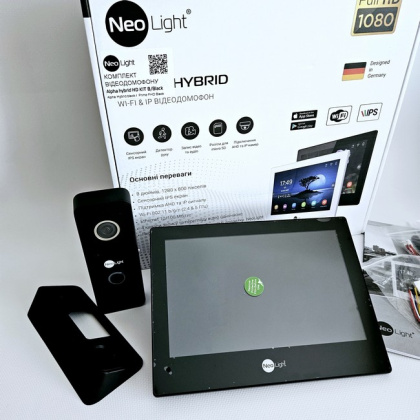 Домофон с WiFi и дополнительной видеокамерой NeoLight Alpha Hybrid Cam Kit Black — дозвон на телефон и запись видео Домофон с WiFi и дополнительной видеокамерой NeoLight Alpha Hybrid Cam Kit Black — дозвон на телефон и запись видео