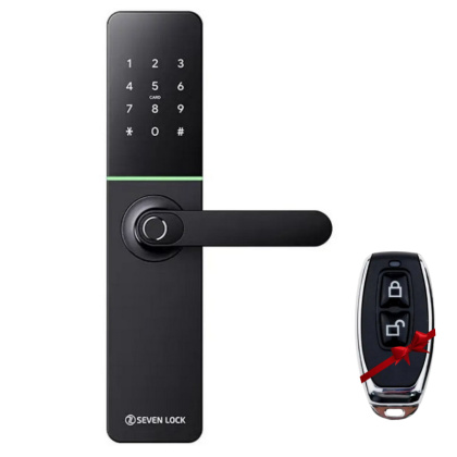 Умный дверной биометрический замок SEVEN LOCK SL-7779BFW black (без врезной части)