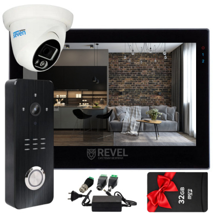 Wi-Fi 7-дюймовый домофон с дополнительной камерой SEVEN DP-7577 Cam Kit black (запись видео, дозвон на телефон, поддержка Tuya Smart)