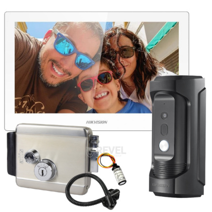 Комплект IP Wi-Fi домофона с замком и антивандальной панелью вызова HikVision Kit Home WF White (управление со смартфона)