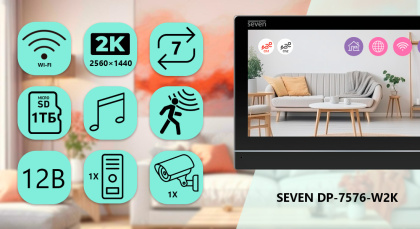 Комплект Wi-Fi домофона 7 дюймов и вызывной панели со считывателем SEVEN DP-7576 Key Kit black Комплект Wi-Fi домофона 7 дюймов и вызывной панели со считывателем SEVEN DP-7576 Key Kit black
