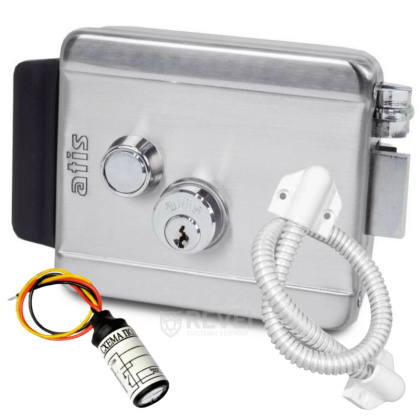Электромеханический замок на калитку ATIS Lock SS + БУЗ + гибкий переход (для управления замком с домофона)