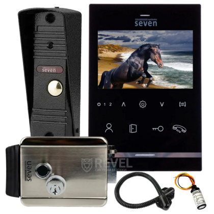 Комплект домофона с электромеханическим замком Seven Kit DF-Lock (black)