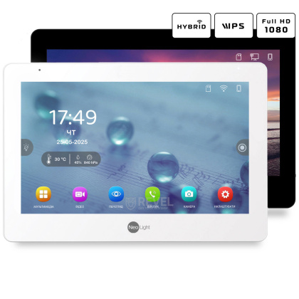IP комплект беспроводного видеодомофона 10" NeoLight Mezzo Hybrid IPW Kit Black (панель OPTIMA IPW) — дозвон на телефон и запись видео