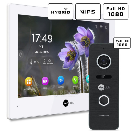 FullHD комплект Wi-Fi видеодомофона NeoLight Alpha Hybrid HD Kit Pro White (панель Prime FHD) — дозвон на телефон и запись видео