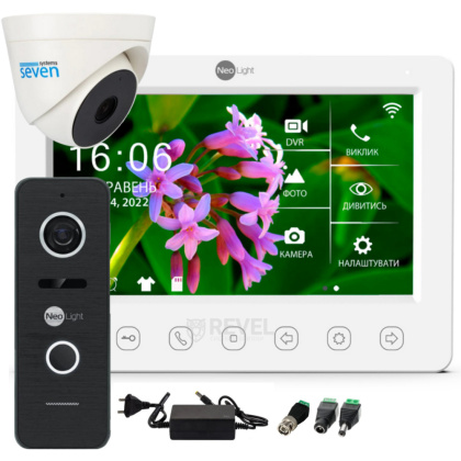 Комплект 7" Wi-Fi видеодомофона с вызывной панелью и видеокамерой NeoLight WF Cam Kit